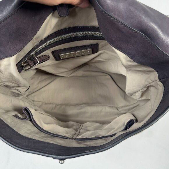 Olivia Harris Large Leather Flap Crossbody Bag Top Handle Croc Two Tone Brown - Picture 10 of 16